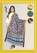 Nellore Silk Kalamkari Dupatta with Nizam Zari Border
