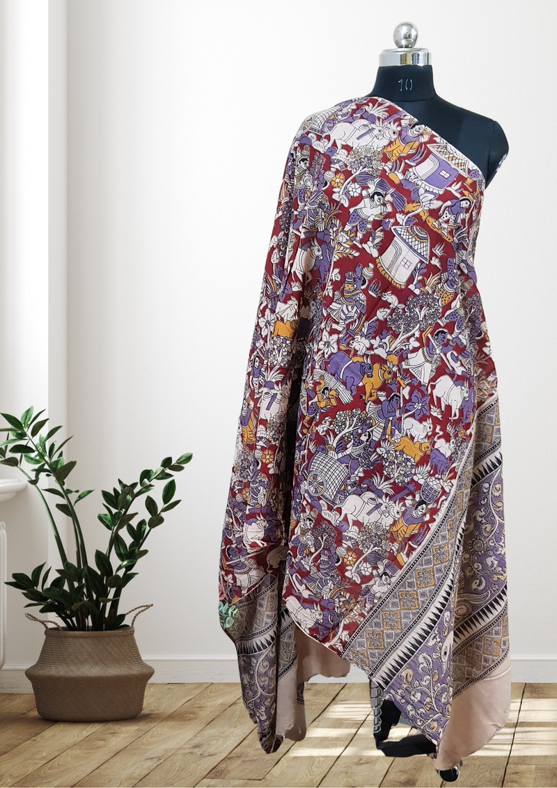 Cotton Dupatta Kalamkari - Handmade