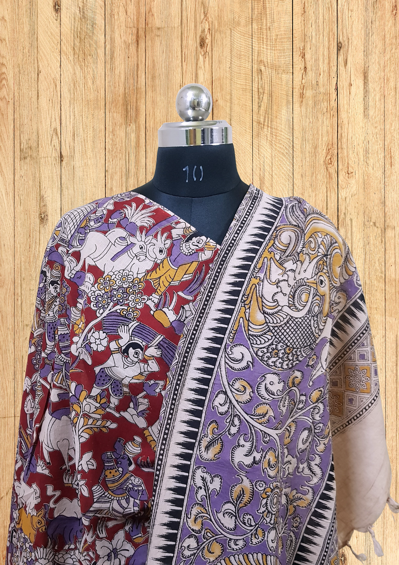Cotton Dupatta Kalamkari - Handmade