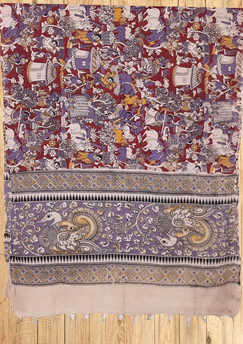 Cotton Dupatta Kalamkari - Handmade