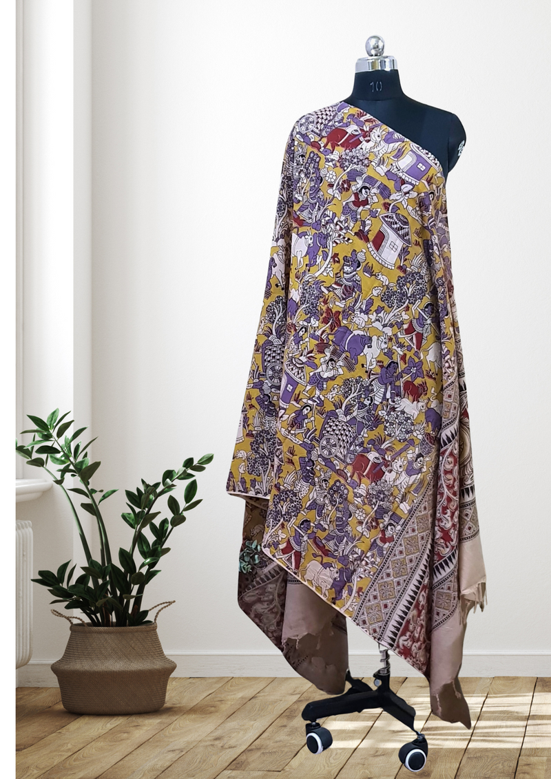Cotton Dupatta Kalamkari - Handmade