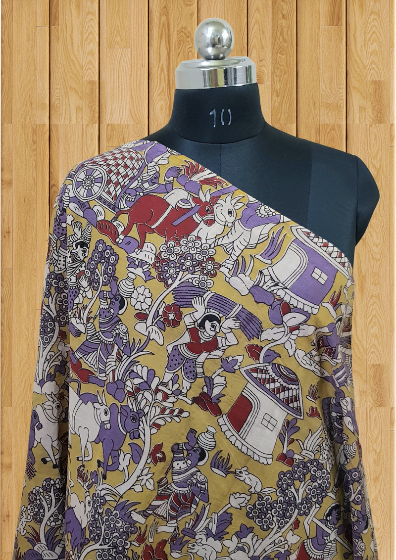 Cotton Dupatta Kalamkari - Handmade