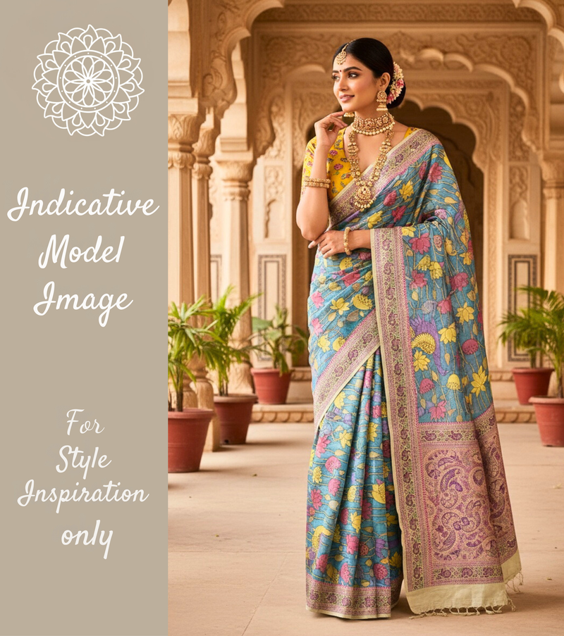 Pure Banarasi Premium Fine Silk Pen Kalamkari Saree