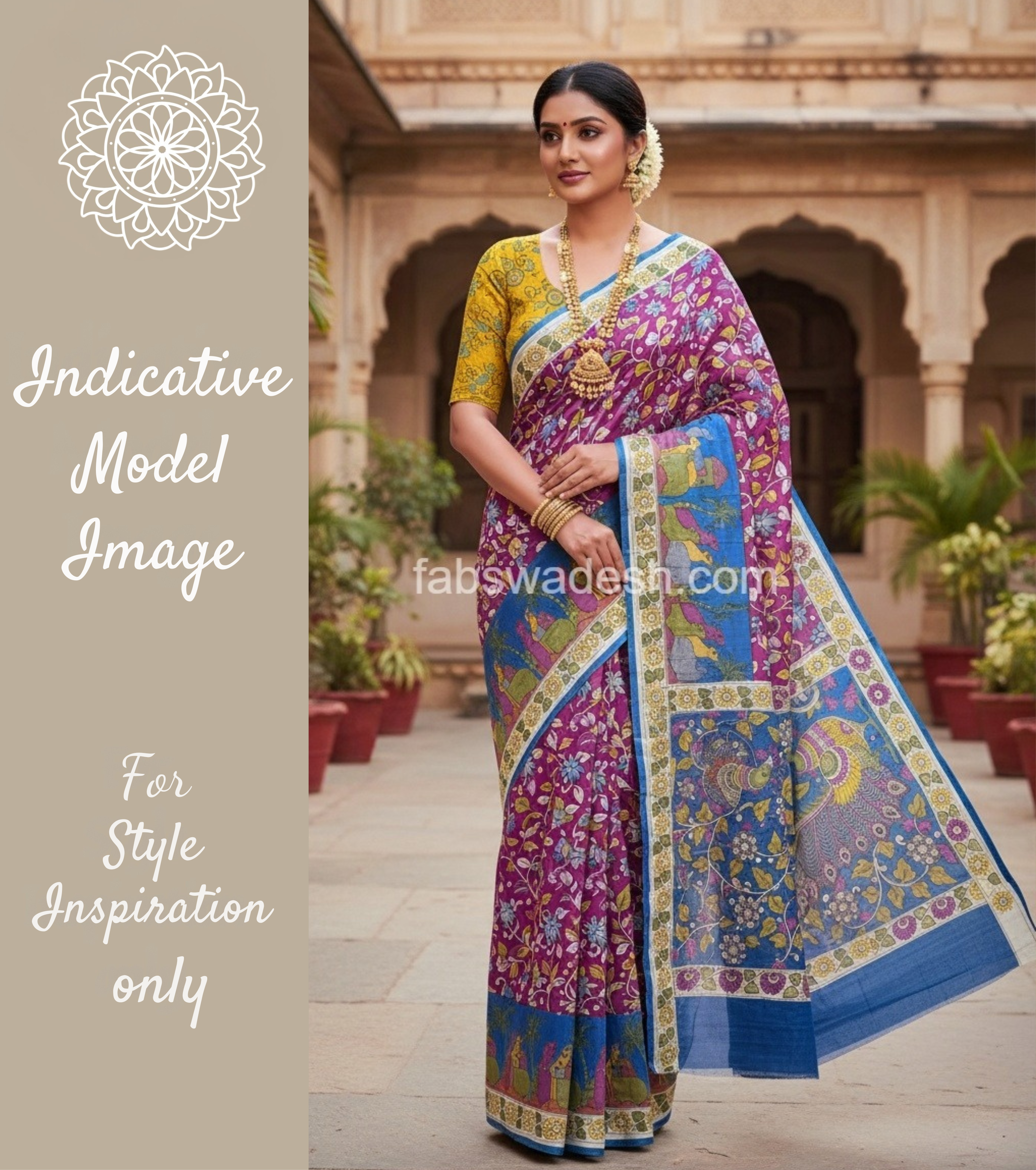 Pure Banarasi Premium Fine Silk Pen Kalamkari Saree