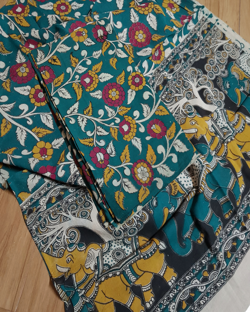 Kalamkari 2 pc set - Cotton Top & Cotton Dupatta
