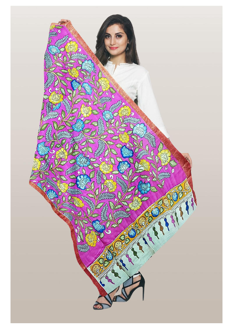 Pen Kalamkari Dupatta - Handcrafted