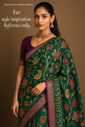 Pure Dola Crepe Silk Saree with Hand Embroidery & Zari Border – Elegant Floral Design