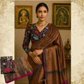 Tissue Silk with Zari Temple Border