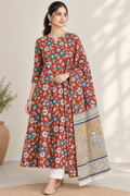 Kalamkari 2 pc set - Cotton Top & Cotton Dupatta